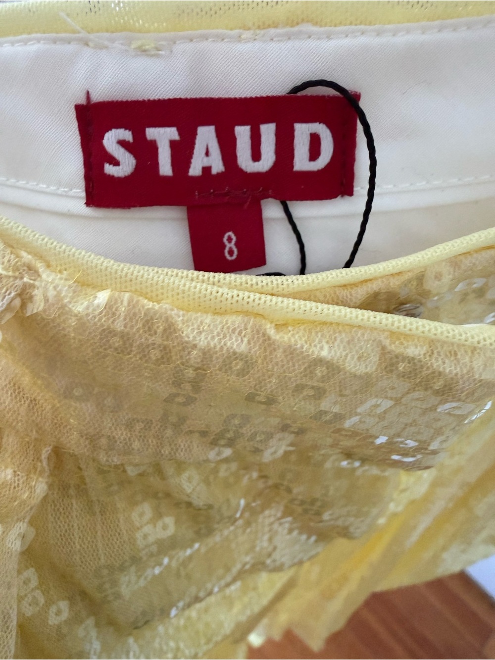 New Staud Luisa Sequin Pants in Sunray Butter Yellow in Size 8 - Picture 7 of 13